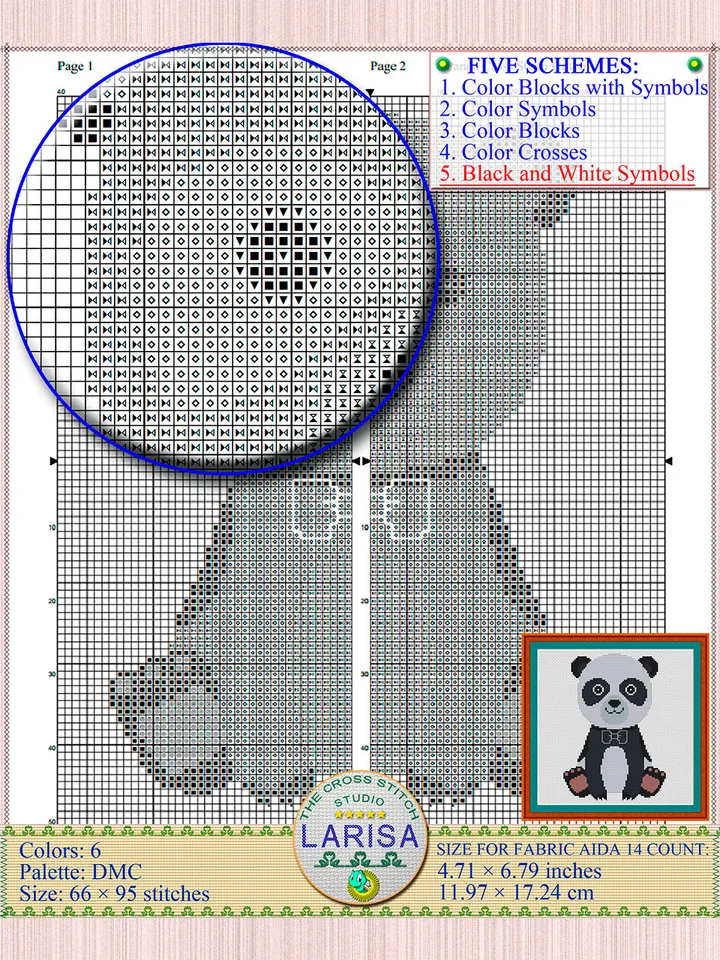 Panda Cross Stitch Pattern | Cute Panda Bear Chart
