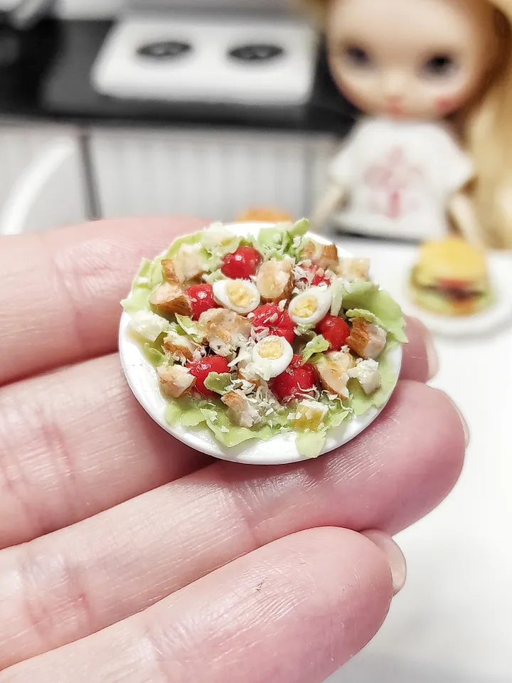 Salad for dolls, realistic food, doll food, scale 1 12, miniature, doll house, food for dolls, mini food, tiny food