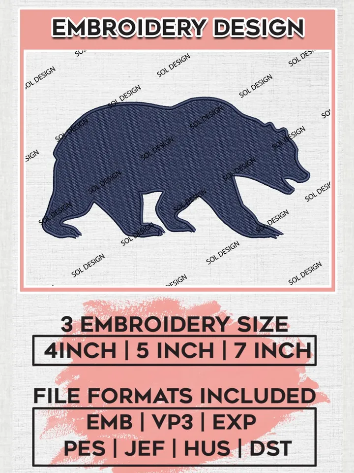 California Golden Bears NCAA Football Team Mascot Logo Embroidery Design Files, NCAA California Golden Bears Machine Embroidery, NCAA Teams, 3 sizes, NCAA Machine embroidery designs, Digital Download