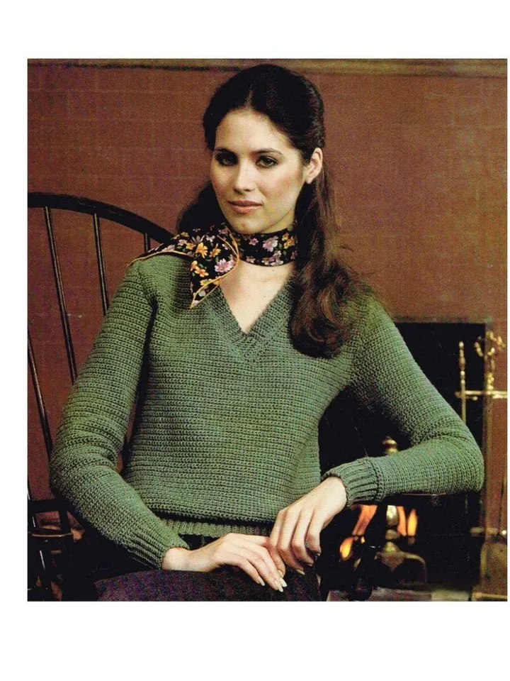 Sweater crochet pattern pdf, V-neck sweater women, easy pattern sweater pdf instant download