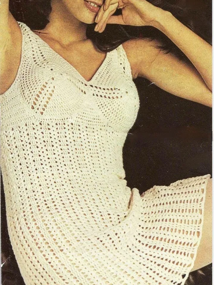 Crochet dress pattern pdf, vintage dress, lace dress, mini dress women ladies dress pdf