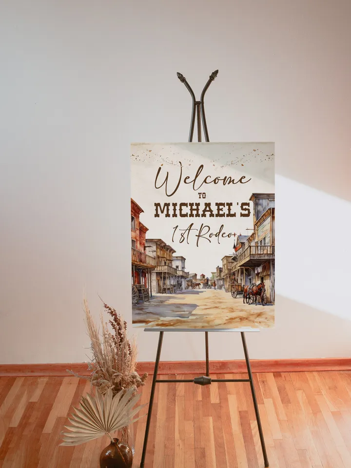 Editable Welcome Sign First Rodeo Birthday party ; Wild West Cowboy Party template; Our little cowboy one Party Birthday; fr12
