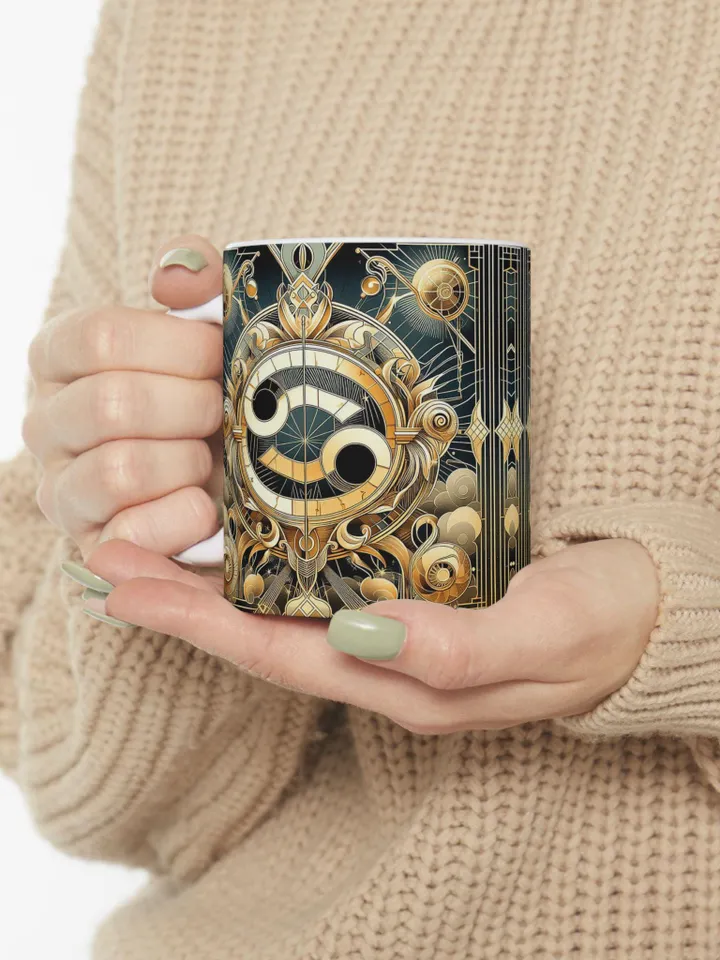 Cancer Zodiac Mug, Unique Coffee Cup, Zodiac Style Drinkware, Decorative Tea Gift, Retro Kitchenware, Home Decor