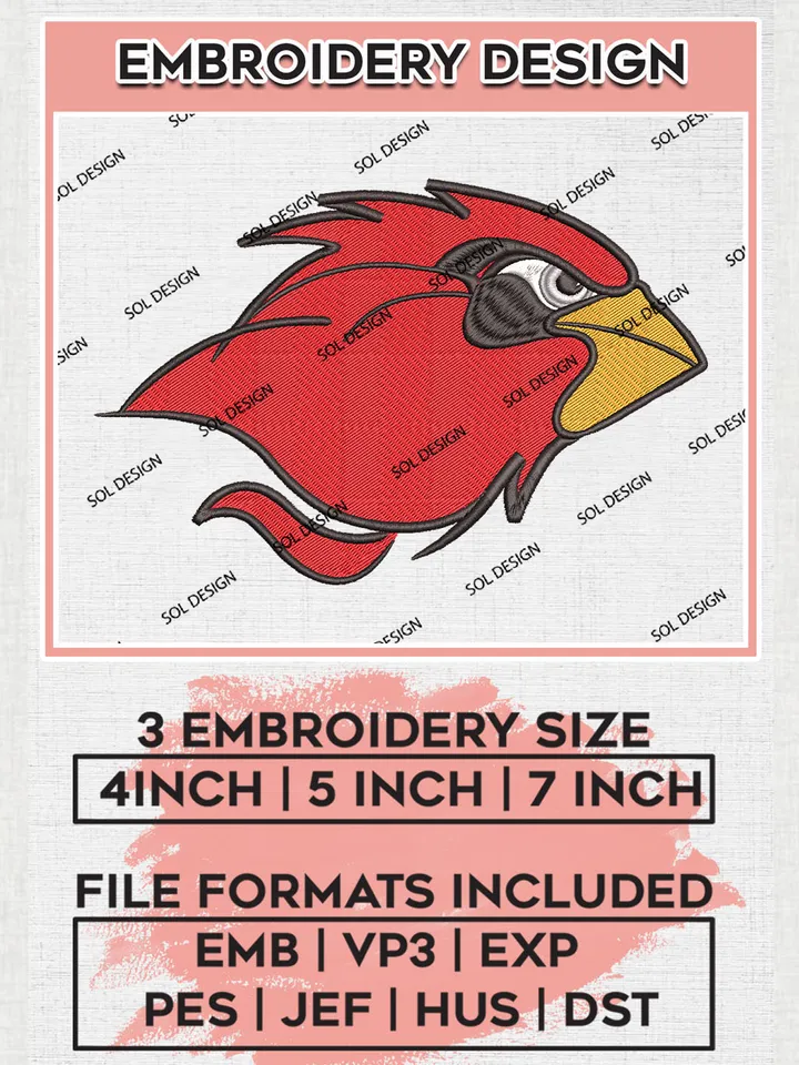 NCAA Lamar Cardinals Team Head Mascot Logo Embroidery Design Files, NCAA Lamar Cardinals Machine Embroidery, NCAA Teams, 3 sizes, NCAA Machine embroidery designs, Digital Download