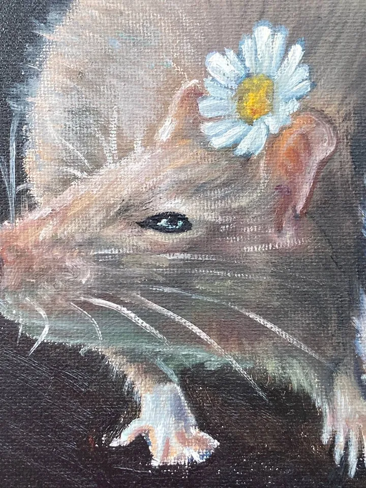Rat Painting On Canvas Mouse Art Animal Painting Original Oil Painting Canvas Art Victorian Goth Art Antique Wall Art Moody Oil Painting