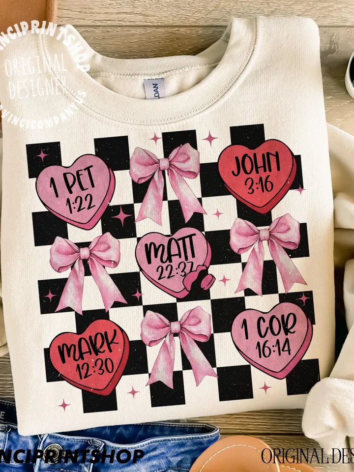 4 Files, Candy Hearts Christian Valentines png, Retro Valentine png, Coquette Bow Valentines png, Valentines Bible Verse, Love png design