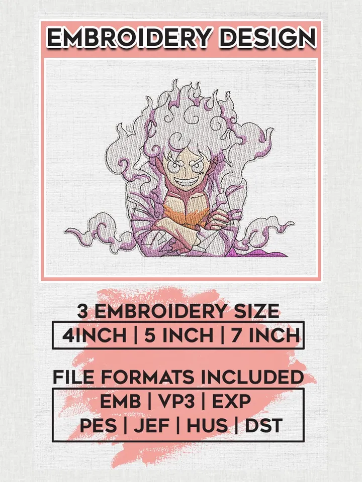 Monkey D Luffy Embroidery Designs, Luffy Logo Embroidery Files, One Piece Machine Embroidery Pattern, Digital Download EMB_ANIME_269