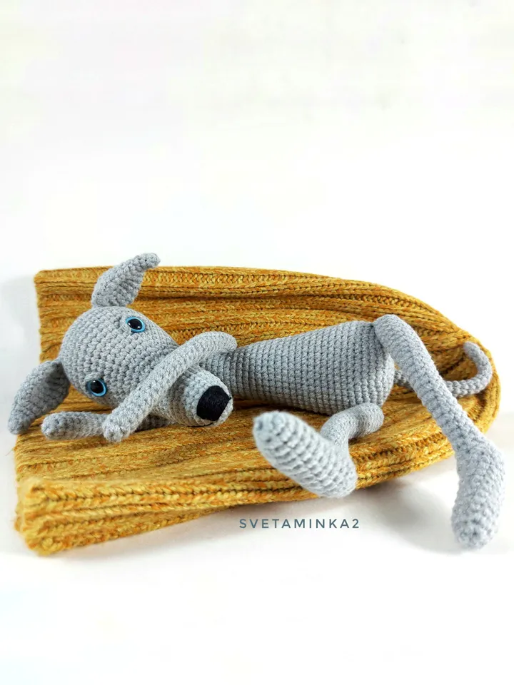 Greyhound Crochet Pattern. Greyhound Amigurumi Pattern. Whippet Crochet Dog. Digital Download. PDF.