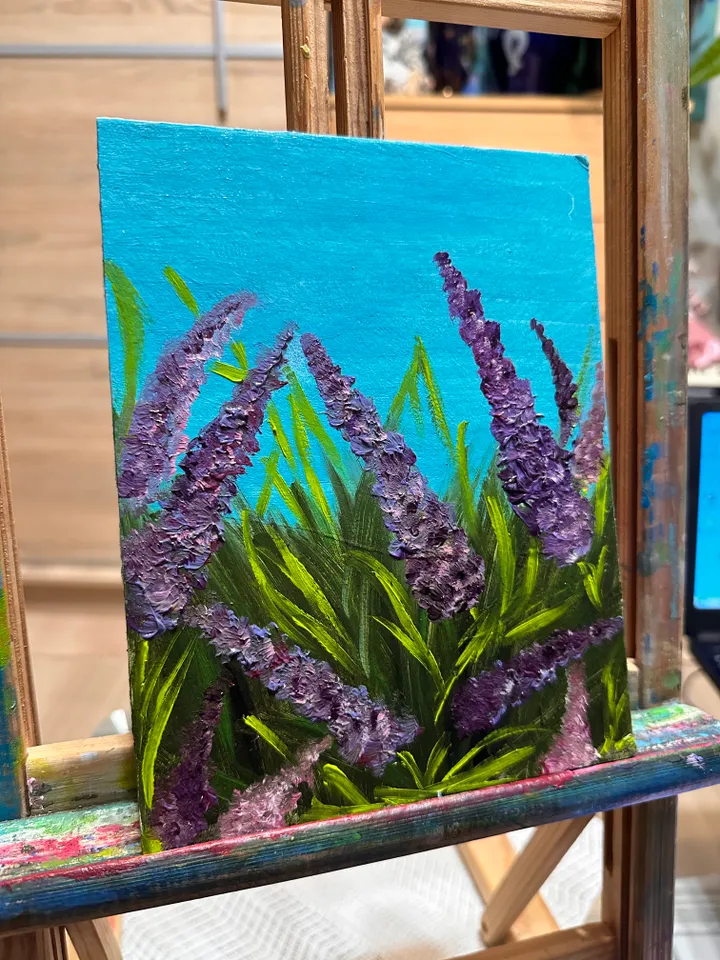 Oil Painting Meadow Flowers Herbs Flowers Nature Plants Wall Decor Miniature Gift for Her Cardboard 8x6 inches 20x15