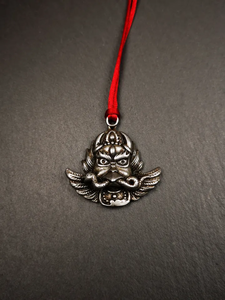 Gandhanra Antique Tibetan Buddhist Amulet Pendant - Garuda - The Golden-Winged Bird, Crafted from Cold Iron