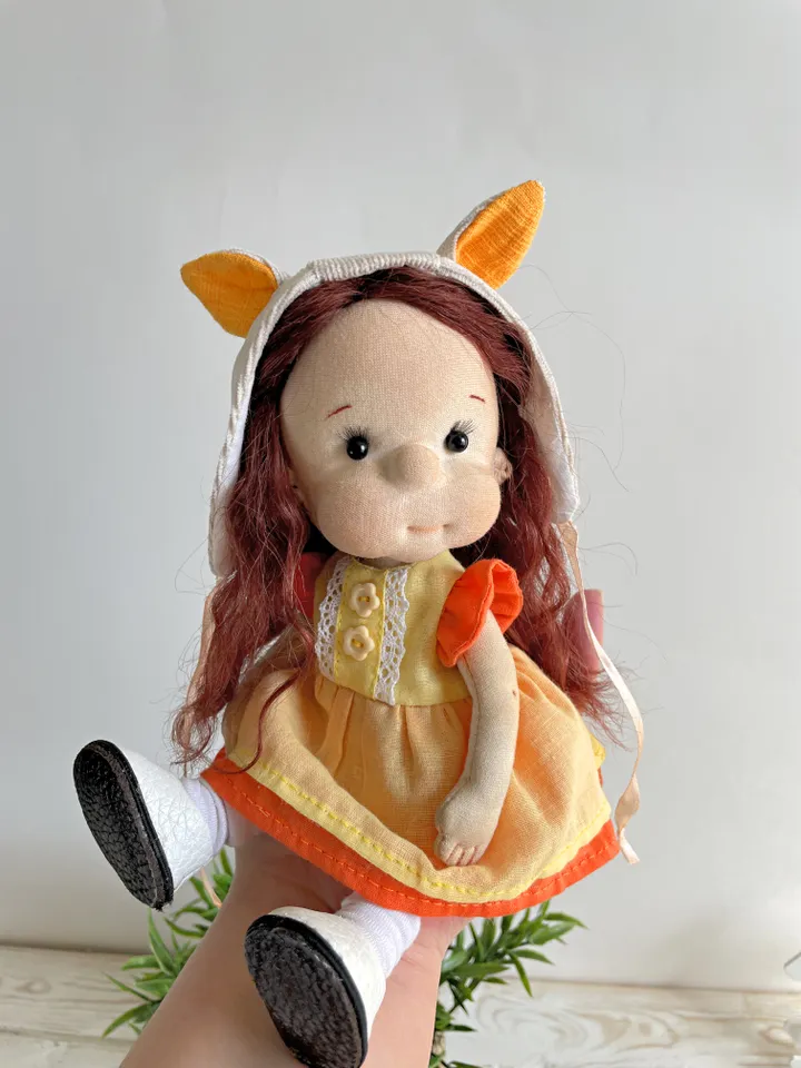 Handmade Textile Doll Waldorf Style Collectible Art Doll Heirloom Gift (20cm) Birthday Gift for Girl