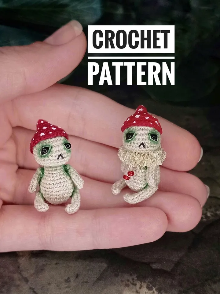 PDF crochet pattern mushroom doll. Crochet miniature pattern. Little mushroom toy pattern. DIY cute toy. Tutorial