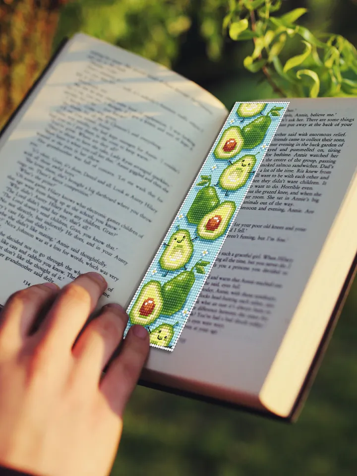 Kawaii bookmark cross stitch download PDF Cute avocado cross stitch Digital bookmark fruit Funny cross stitch chart Bookmarks for kids #B51
