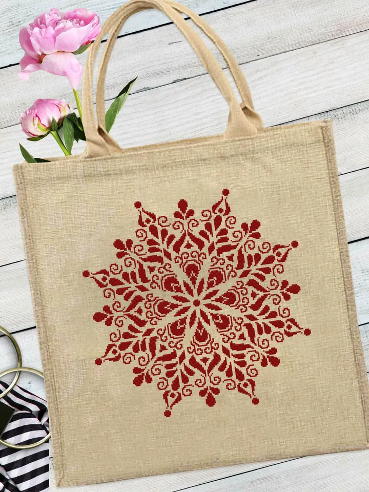 Mandala cross stitch pattern download PDF, Monochrome mandala digital PDF, Floral ornament cross stitch chart, Easy beginner stitch #M107