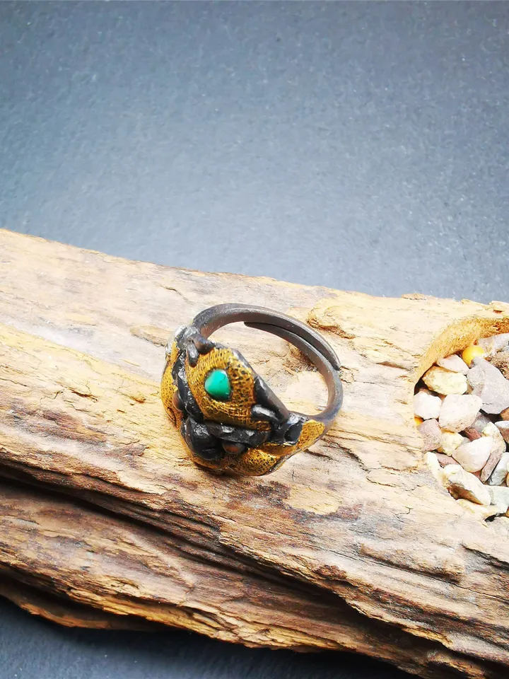 Gandhanra Unique Handcrafted Men's Ring, Tibetan Buddhist Garuda Ring,Made of Pure Gold Filled and Silver Filled,Protection Jewelry