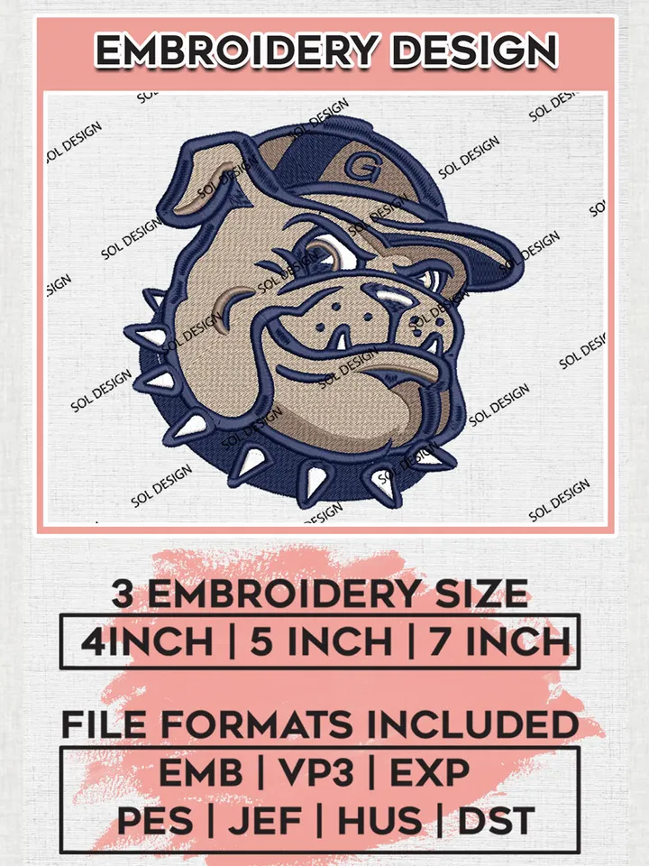 Georgetown Hoyas Mascot Embroidery Designs, NCAA Logo Embroidery Files, NCAA Georgetown Hoyas Logo, NCAA Embroidery Designs, Machine Embroidery Designs, Digital Download