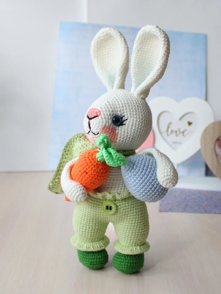 Easter bunny crochet pattern PDF in English Rabbit toy amigurumi Hare carrot egg