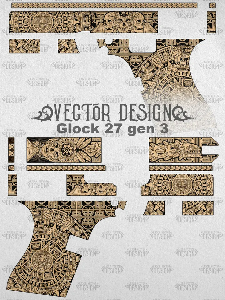 VECTOR DESIGN Glock 27 gen 3 Aztec calendar