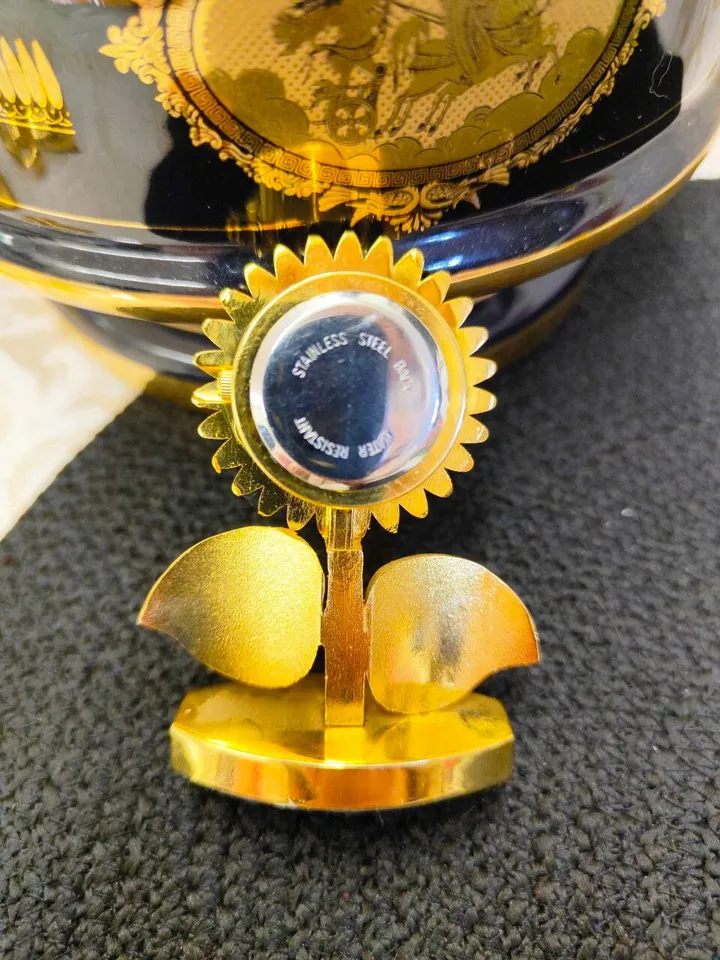 Miniature boudoir clocks,Vintage sunflower clock,quartz watch,art deco style,brass watches,watches for collection