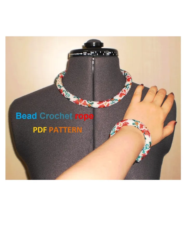 Bead Crochet rope pattern "Moldoveanca" necklace and bracelet Instant Download