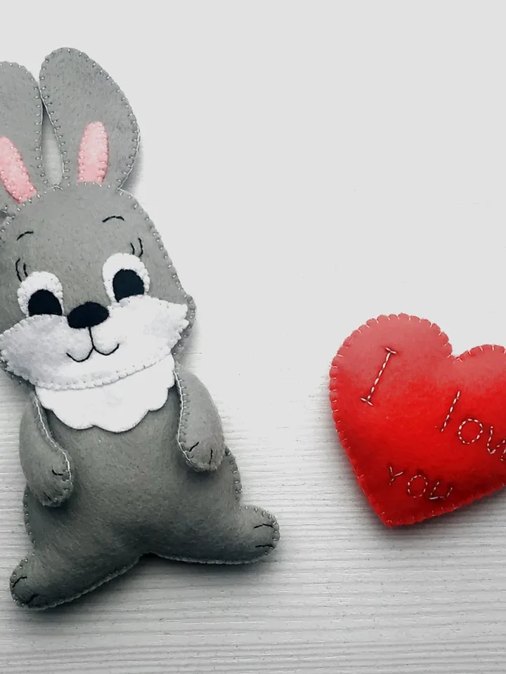 Valentines day gift, bunny toy, gift for her, gift for him, felt toys, Valentine day decor, Valentine heart, Valentine love ornament, felt heart ornament, Valentine bunny gift