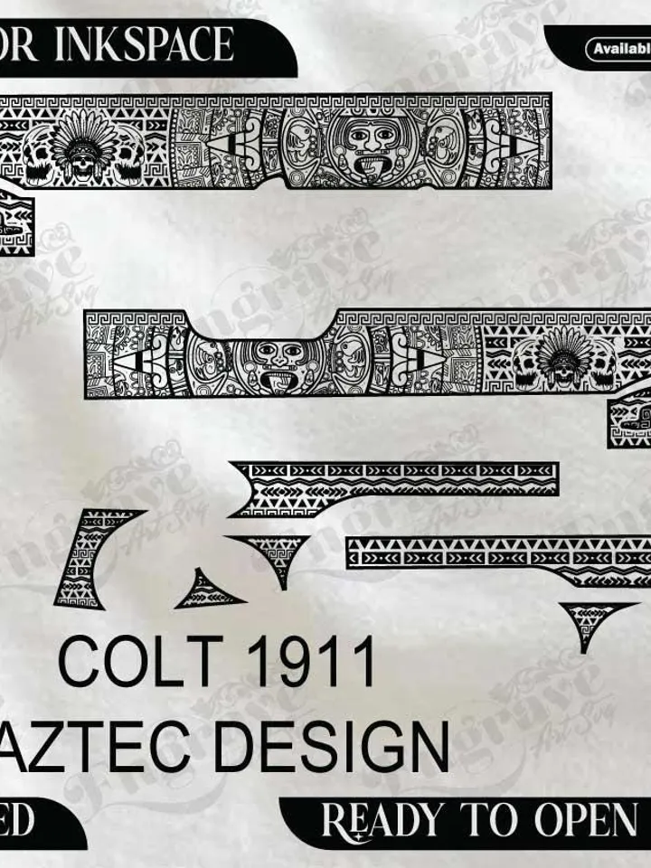 COLT 1911 GOVERNMENT MODEL Aztec Design,lasercut,laserengraving,fiberlaser,engravingfiles