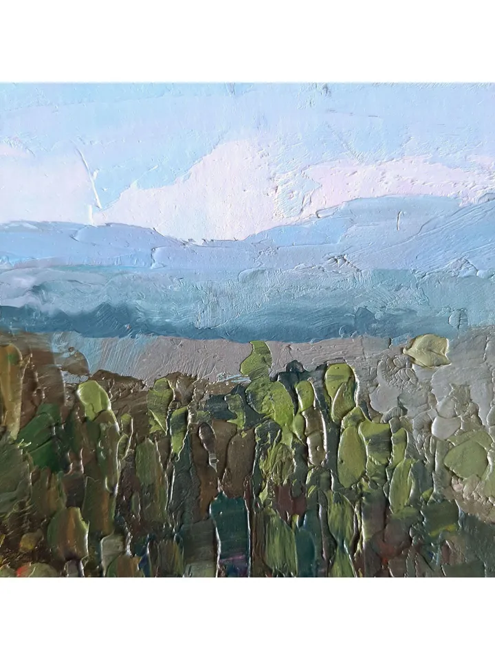 Vineyard Valley Painting 5x7" ORIGINAL PAINTING California Hill Artwork Natural Landscape Impressionist Signed by Marina Chuchko