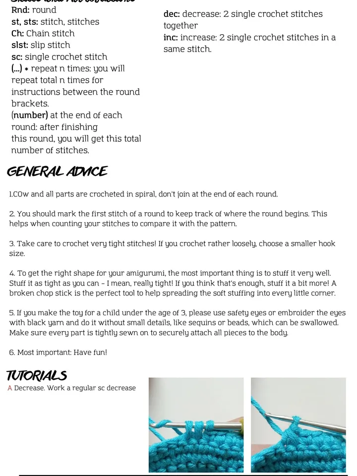 Cow crochet pattern in English in PDF