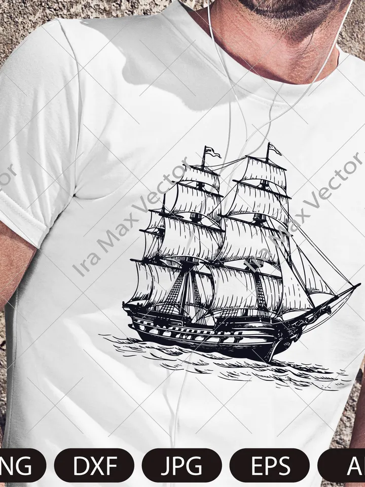 Pirate Ship Svg, Ship Svg, Sail boat Svg, Pirate Ship Clipart, Pirate Ship Cricut, Sea Ship Svg, Pirate Ship Shirt, Pirate Png, Frigate