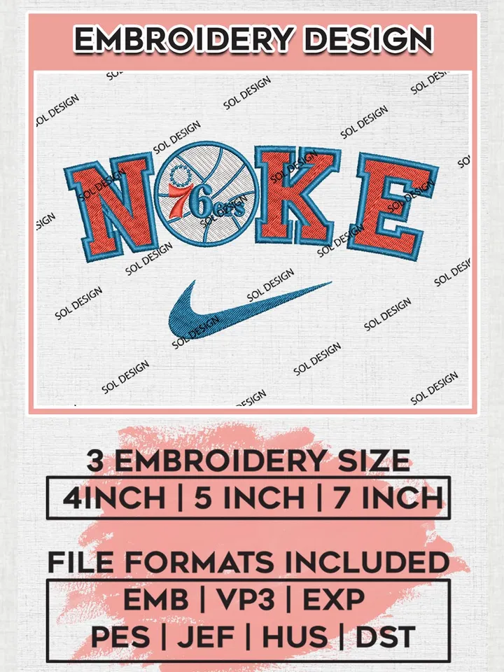 Nike Philadelphia 76ers Machine Embroidery Designs, NBA Philadelphia 76ers Embroidery Design Files, NBA 76ers Logo, NBA Machine Embroidery Designs, NBA Embroidery Designs, Digital Download