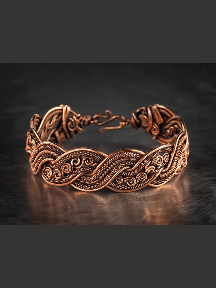 Wire wrapped copper bracelet for woman Antique style copper jewelry WireWrapArt