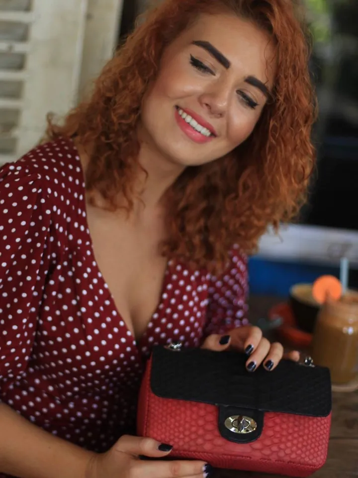 Genuine Python Skin black and red Crossbody Chain Bag | Bright Summer Bag | Elegant Women Bag | Chain Strap Crossbody Deep classy Purse |