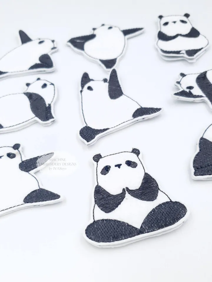 ITH Kids Yoga Panda Finger Puppet Embroidery Design Set, Mindful Activity Toy with Play Guide, 4x4 5x7 Hoop File