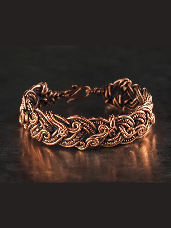 Copper wire wrapped bracelet for woman 7th Anniversary gift Small size bracelet Antique style copper Jewelry