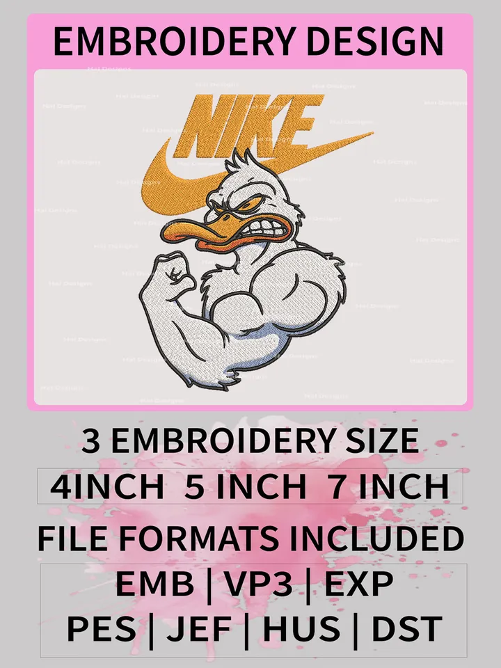 Duck Nike Embroidery Files – Cute Duck x Nike Machine Embroidery Designs 🦆✔️✨