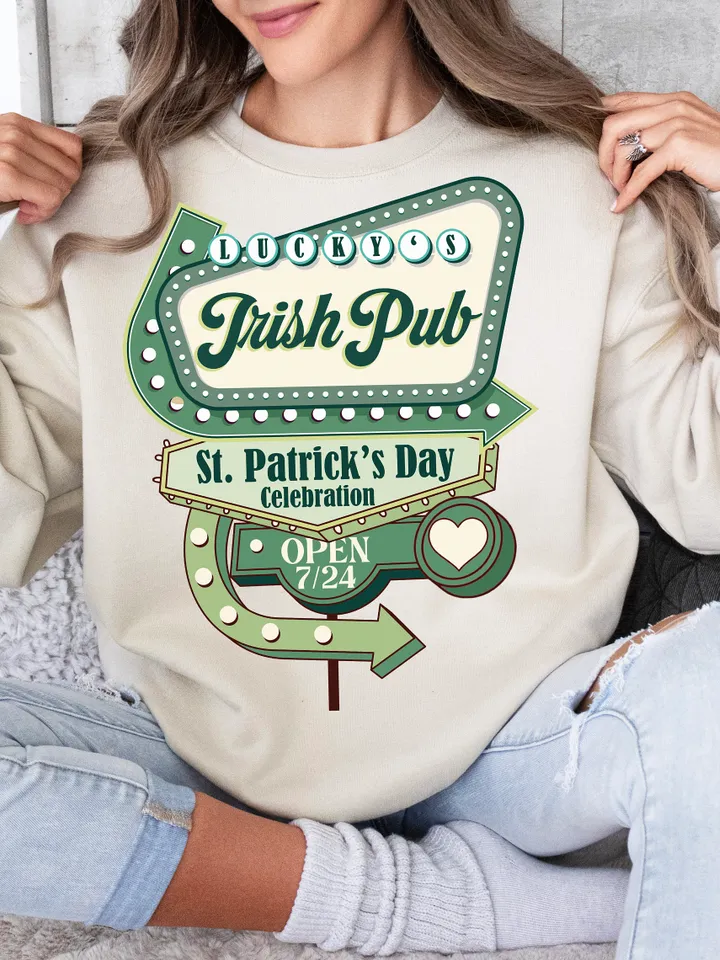 Lucky’s Irish Pub PNG-Saint Patrick’s Day Sublimation Digital Design lucky png, shamrock png, vintage st Patty png, trendy st patrick png