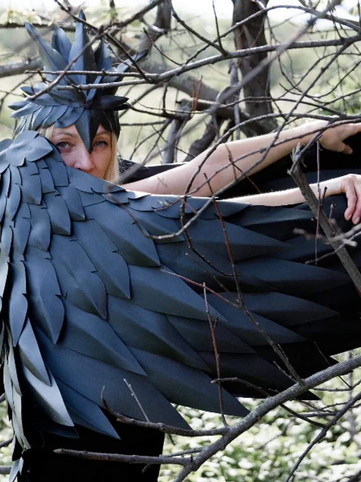 Black angel wings-feather crown-dark angel demon adult gothic costume halloween party victoria secret, sexy cosplay