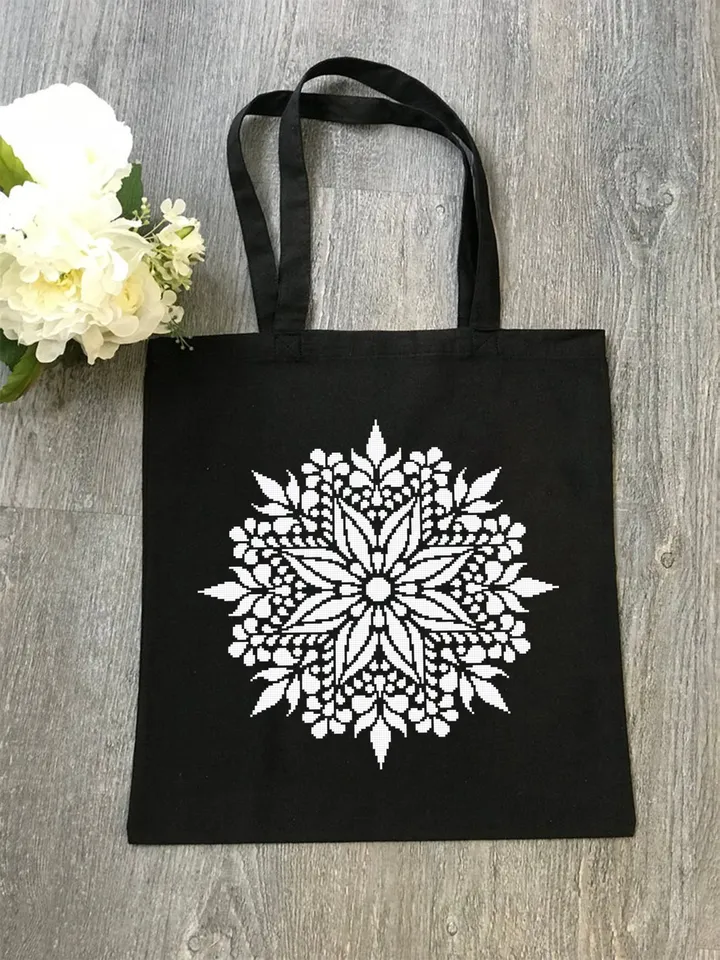 Flower mandala cross stitch pattern download PDF Simple mandala embroidery PDF Monochrome cross stitch chart Modern quick cross stitch #M100