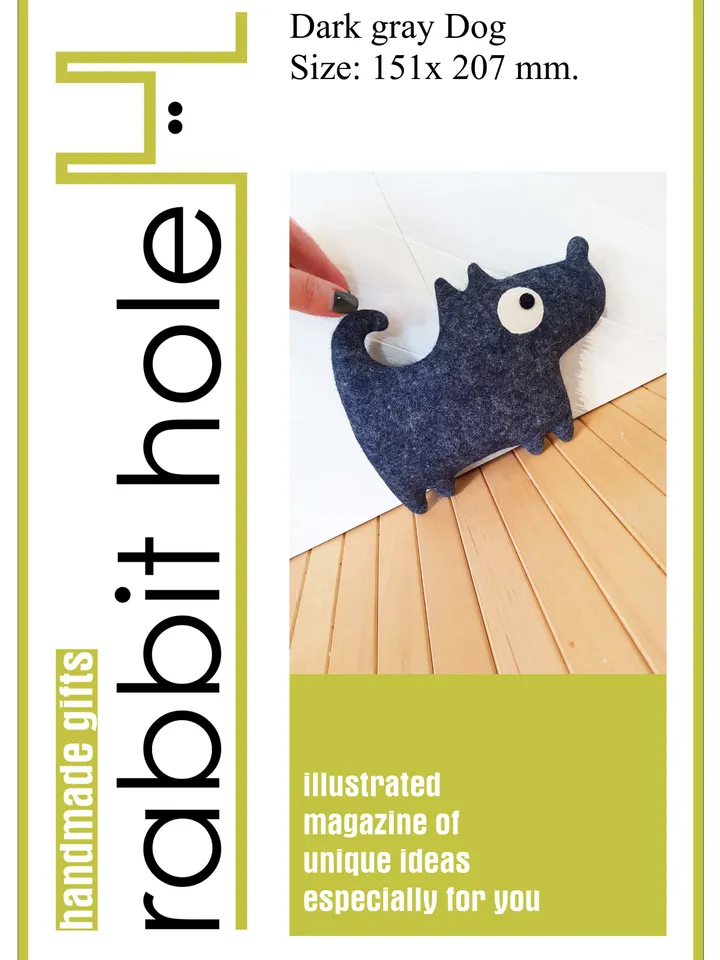 Felt Dog sewing pattern PDF, digital tutorial in english, felt doll sewing diy