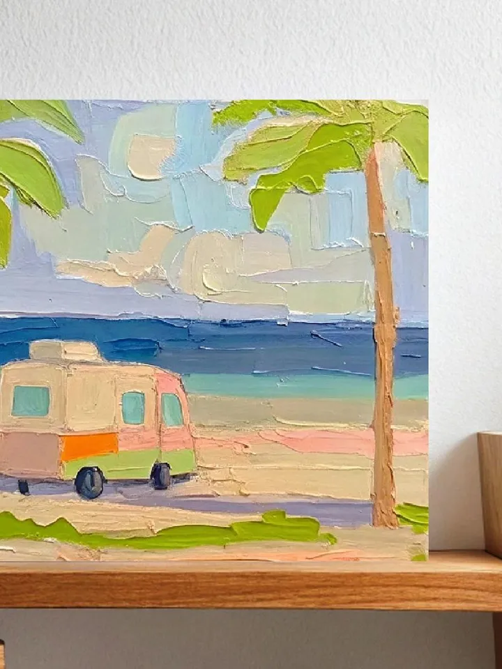 San Diego Painting Beach Travel Original Art Impasto Oil Painting Gift Camper Vanlife Impressionist Small Artwork by ArtProkopaloSv