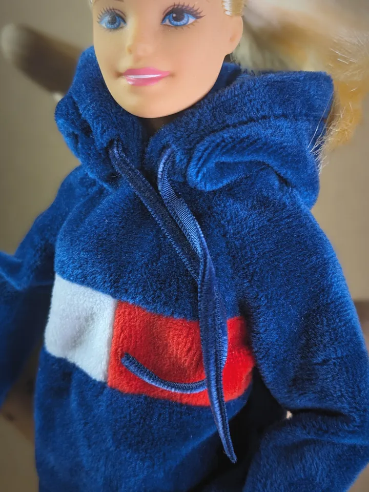 Navy blue velvet hoody for 1/6 scale fashion female dolls