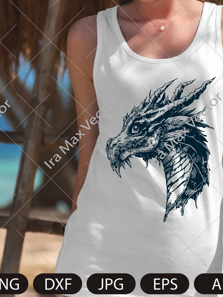 Dragon face svg, dragon portrait svg, dragon head svg, dragon vector, instant digital download