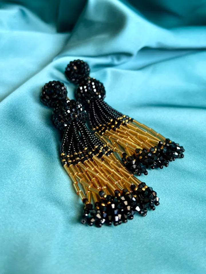 Gold Tone Beaded Clip Earrings
