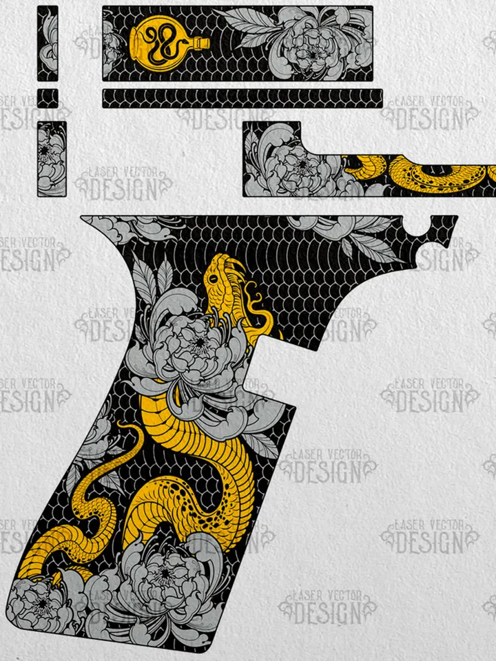 VECTOR DESIGN Glock 19 gen 3 Snake and flowers