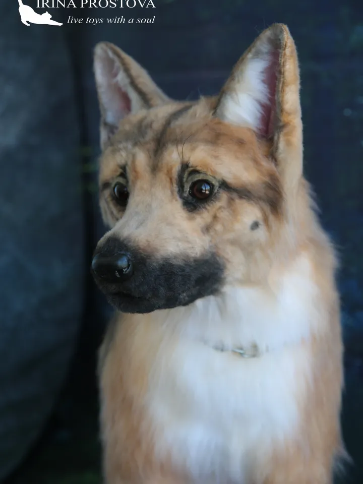 German Shepherd realistic plush toy