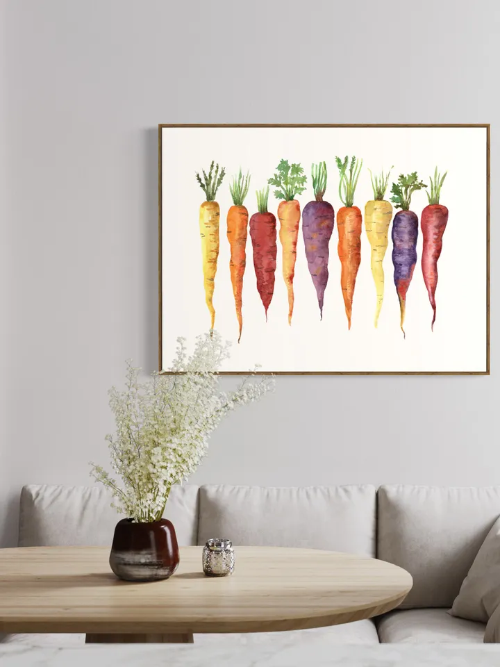 Carrots Watercolor Print, Colorful Carrots, Vegetable Painting, Rainbow Carrots, Kitchen Art Print, Watercolor Painting Print