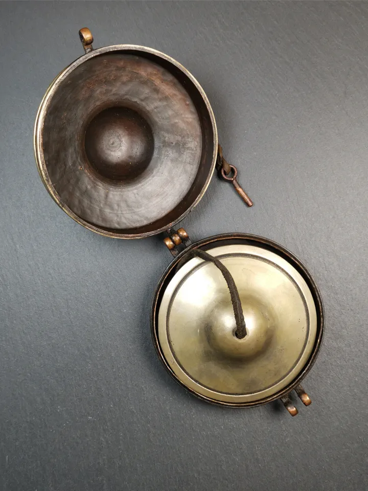 Gandhanra 8.5cm/10.5cm Copper Case,Mandala Pattern, fit for Tibetan Cymbals, Tingsha Bell,Handmade in Nepal