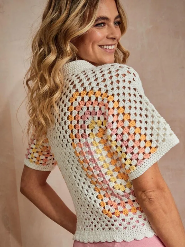 Crochet shirt pattern, shirt pattern, granny squares cardigan , easy crochet shirt pdf