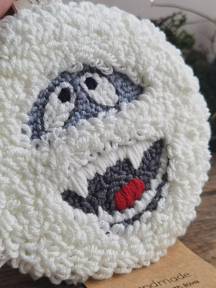 Abominable snowman ornament Yeti gifts Big foot Christmas tree decor snowman door hanger Punch needle ornament Snowman toy