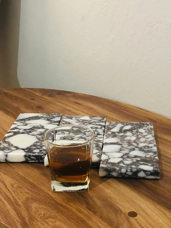 Calacatta Viola set of 2-4-6 SQUARE coasters, italian marble 100% Handmade İtalian Model